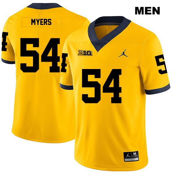 Men's NCAA Michigan Wolverines Carl Myers #54 Yellow Jordan Brand Authentic Stitched Legend Football College Jersey FI25Q18SE